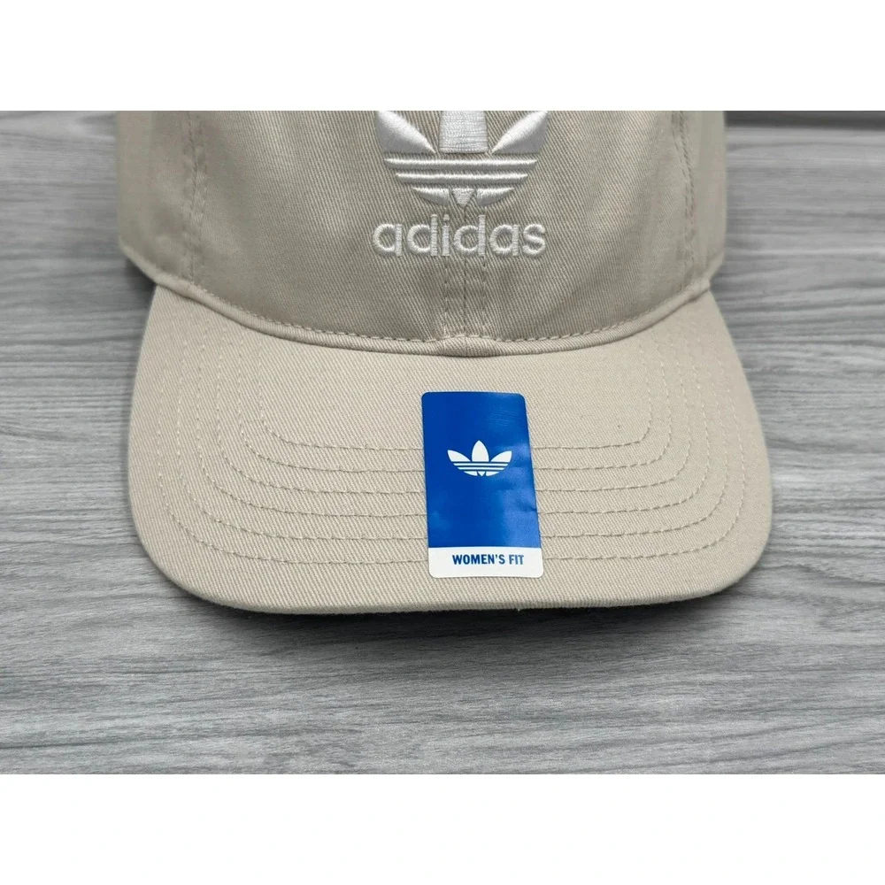 Womens Adidas Originals Relaxed StrapBack Trefoil Style Athletic Hat Khaki